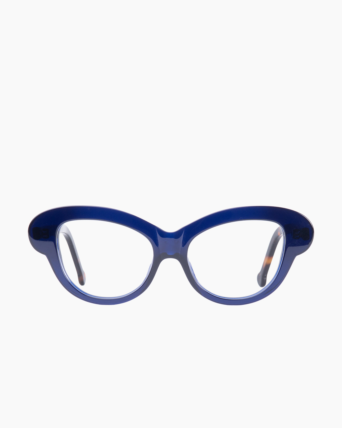 blue plastic butterfly eyeglasses by Marie-Sophie Dion model Perrier, front view, lunettes de vue papillon couleur Bleu