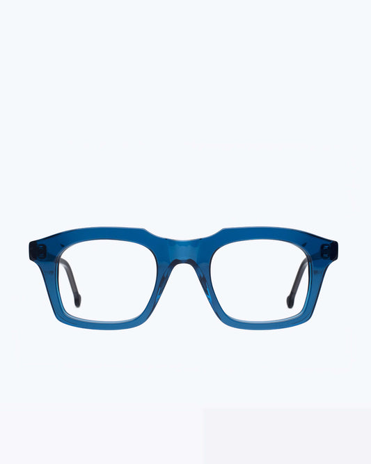 blue plastic rectangle eyeglasses by Marie-Sophie Dion model DiMaria, front view, lunettes de vue rectangle couleur Bleu