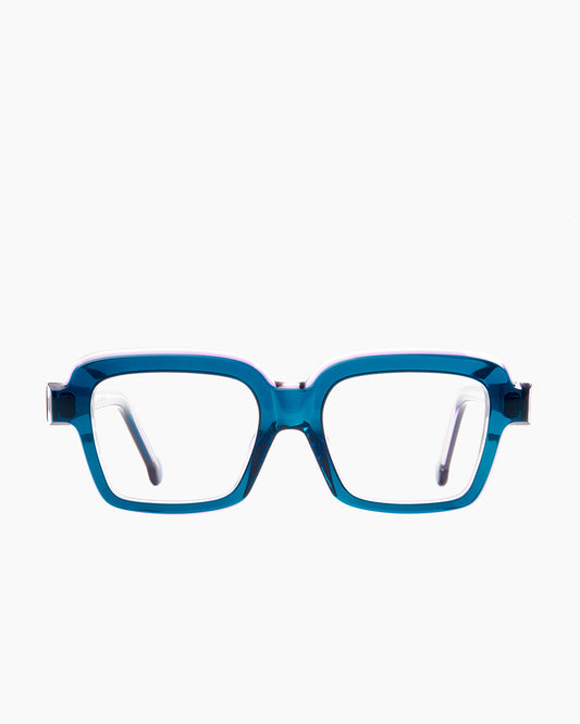 grey plastic rectangle eyeglasses by Marie-Sophie Dion model WALKER, front view, lunettes de vue rectangle couleur vert