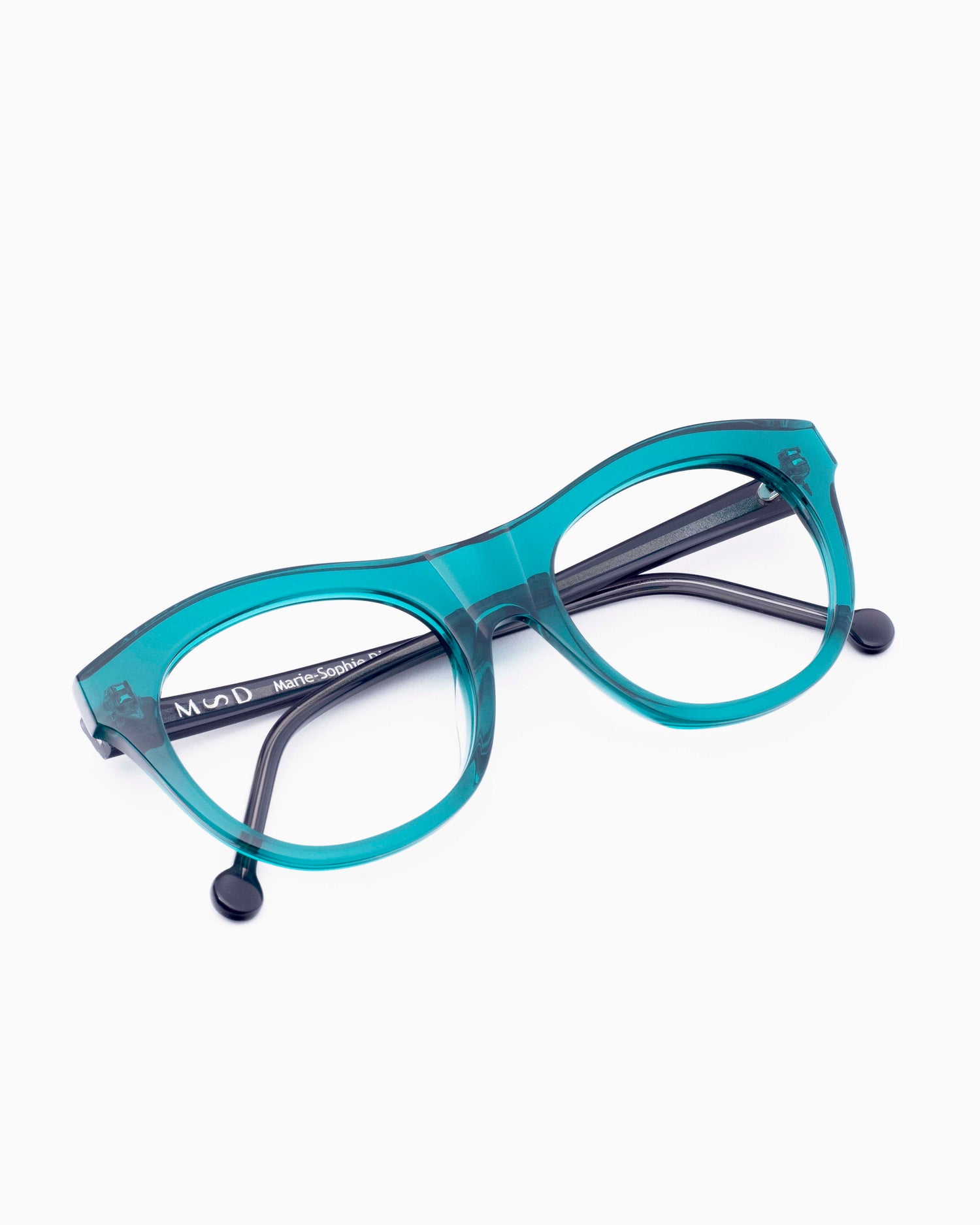 green plastic oval eyeglasses by Marie-Sophie Dion model Millard, front view, lunettes de vue ovale couleur Vert