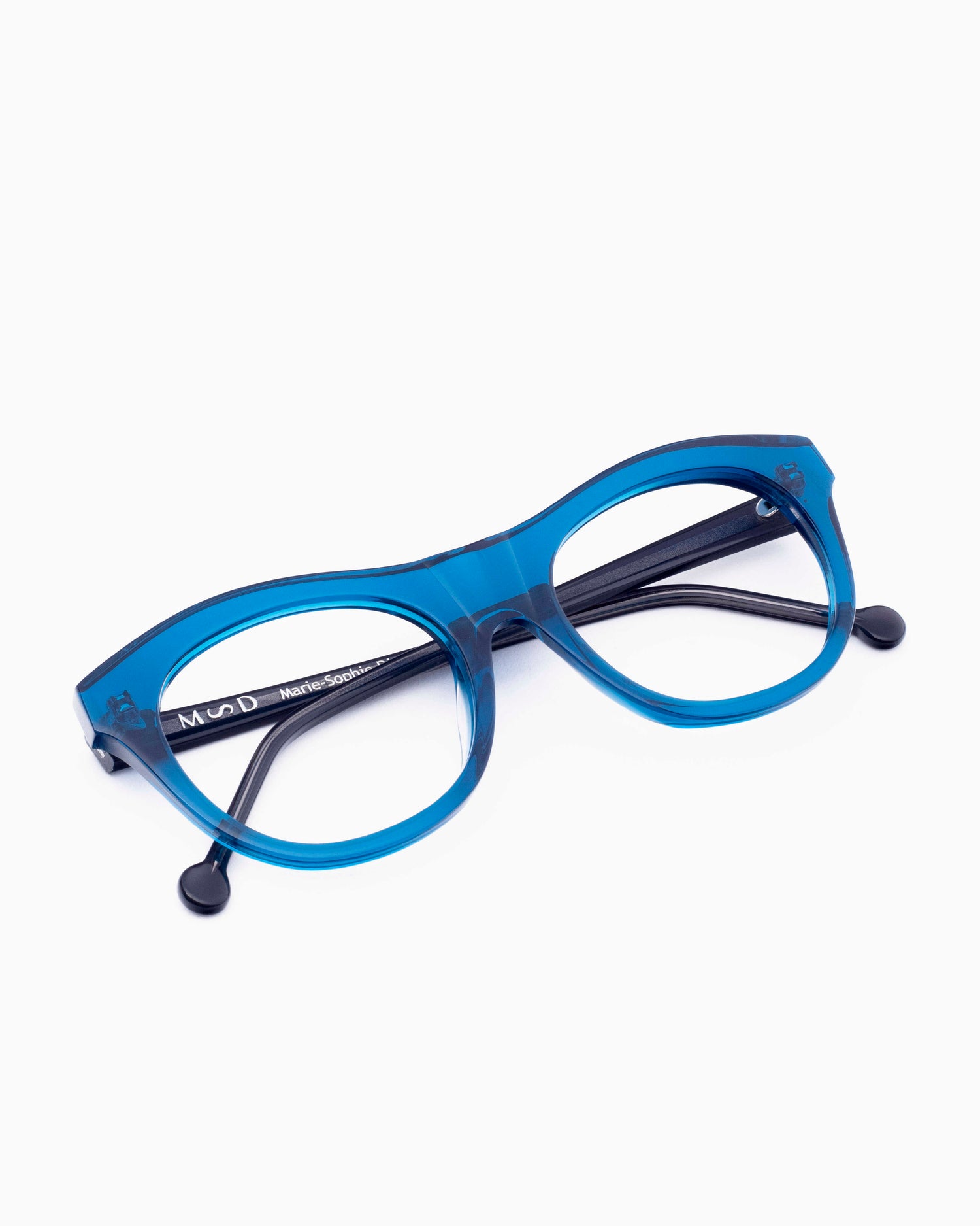 blue plastic oval eyeglasses by Marie-Sophie Dion model Millard, front view, lunettes de vue ovale couleur Bleu