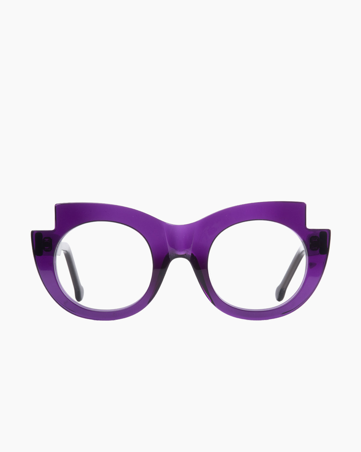 purple plastic oval eyeglasses by Marie-Sophie Dion model Latraverse2, front view, lunettes de vue ovale couleur violet