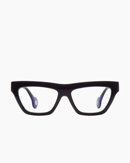 black plastic butterfly eyeglasses by Spectacleeyeworks model Heaven, front view, lunettes de vue papillon couleur noir