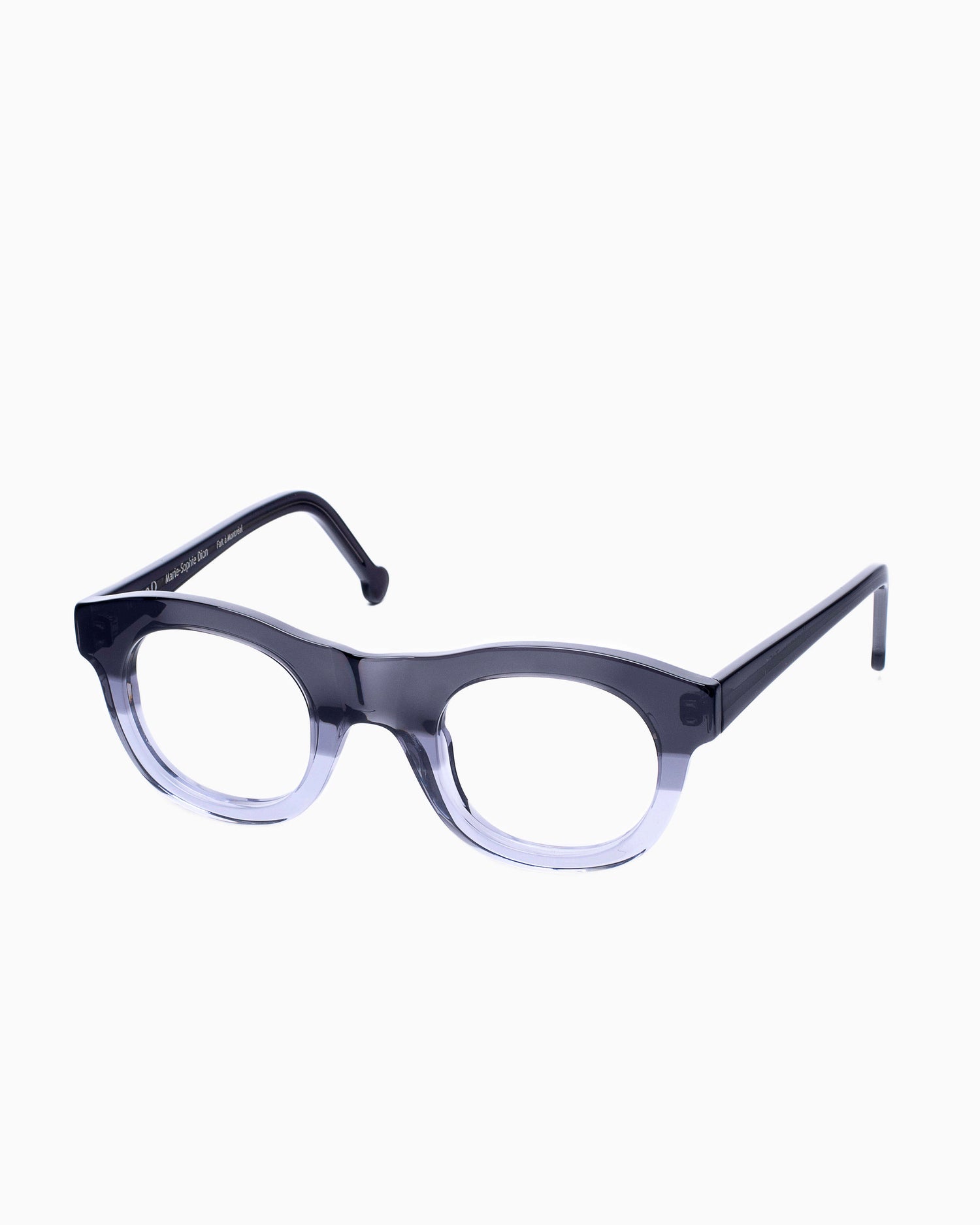 grey plastic round eyeglasses by Marie-Sophie Dion model Yamamoto, front view, lunettes de vue rond couleur Gris