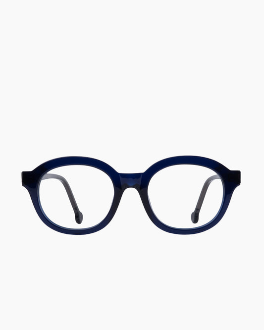 blue plastic oval eyeglasses by Marie-Sophie Dion model Cliche, front view, lunettes de vue ovale couleur Bleu