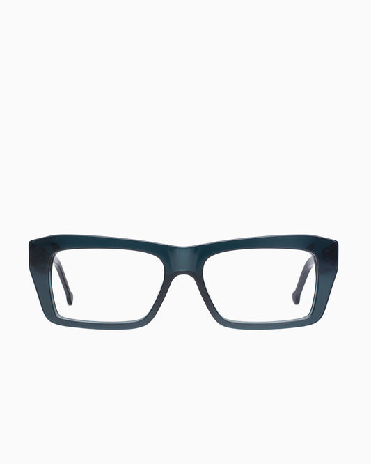 green plastic rectangle eyeglasses by Marie-Sophie Dion model Zakaib, front view, lunettes de vue rectangle couleur Vert