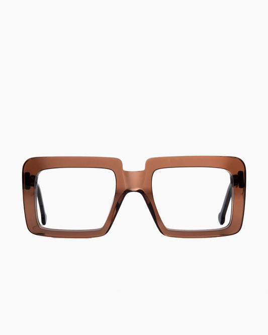 brown plastic rectangle  by Marie-Sophie Dion model Anto, front view, lunettes de vue rectangle couleur brun