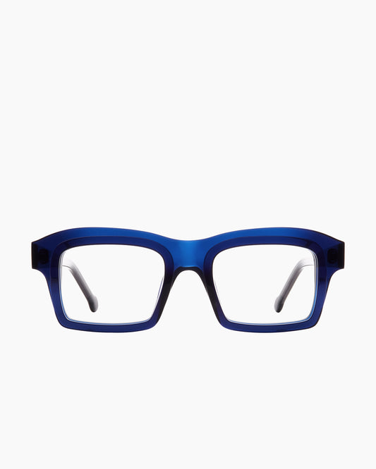 blue plastic rectangle eyeglasses by Marie-Sophie Dion model Brière, front view, lunettes de vue rectangle couleur Bleu