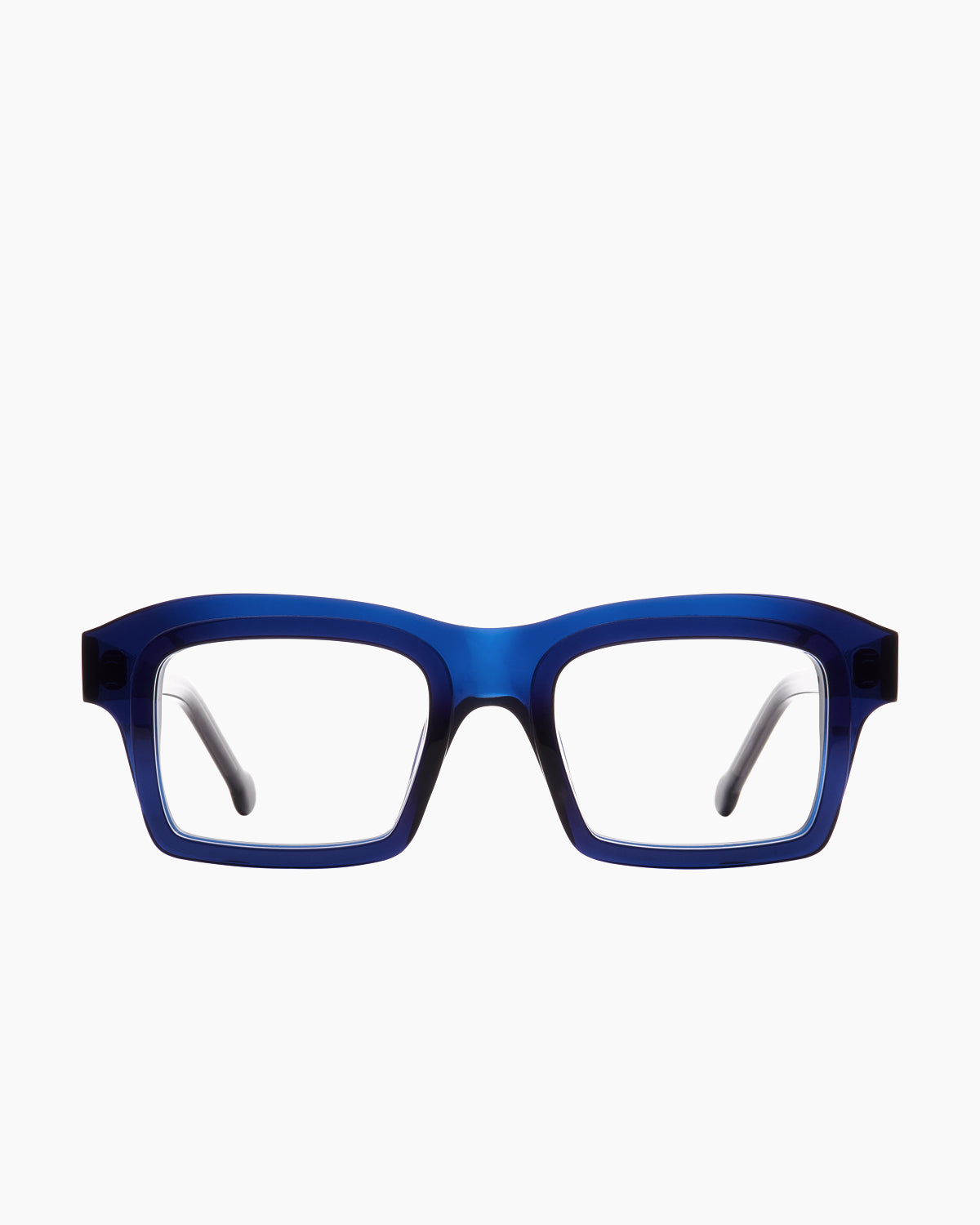 blue plastic rectangle eyeglasses by Marie-Sophie Dion model Brière, front view, lunettes de vue rectangle couleur Bleu