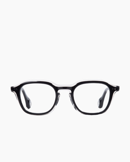 black plastic rectangle eyeglasses by Blake Kuwahara model Fletcher, front view, lunettes de vue rectangle couleur Noir