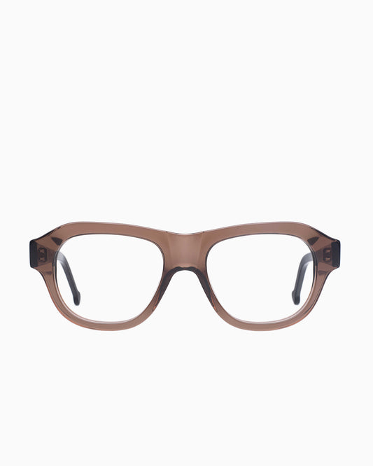brown plastic aviator eyeglasses by Marie-Sophie Dion model Alain, front view, lunettes de vue aviateur couleur Brun