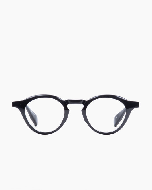 black plastic round eyeglasses by Factory 900 model RF019, front view, lunettes de vue rond couleur Noir