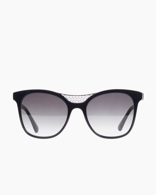 black plastic butterfly sunglassesby Jooly model sun-391, front view, lunettes de vue papillon couleur Noir