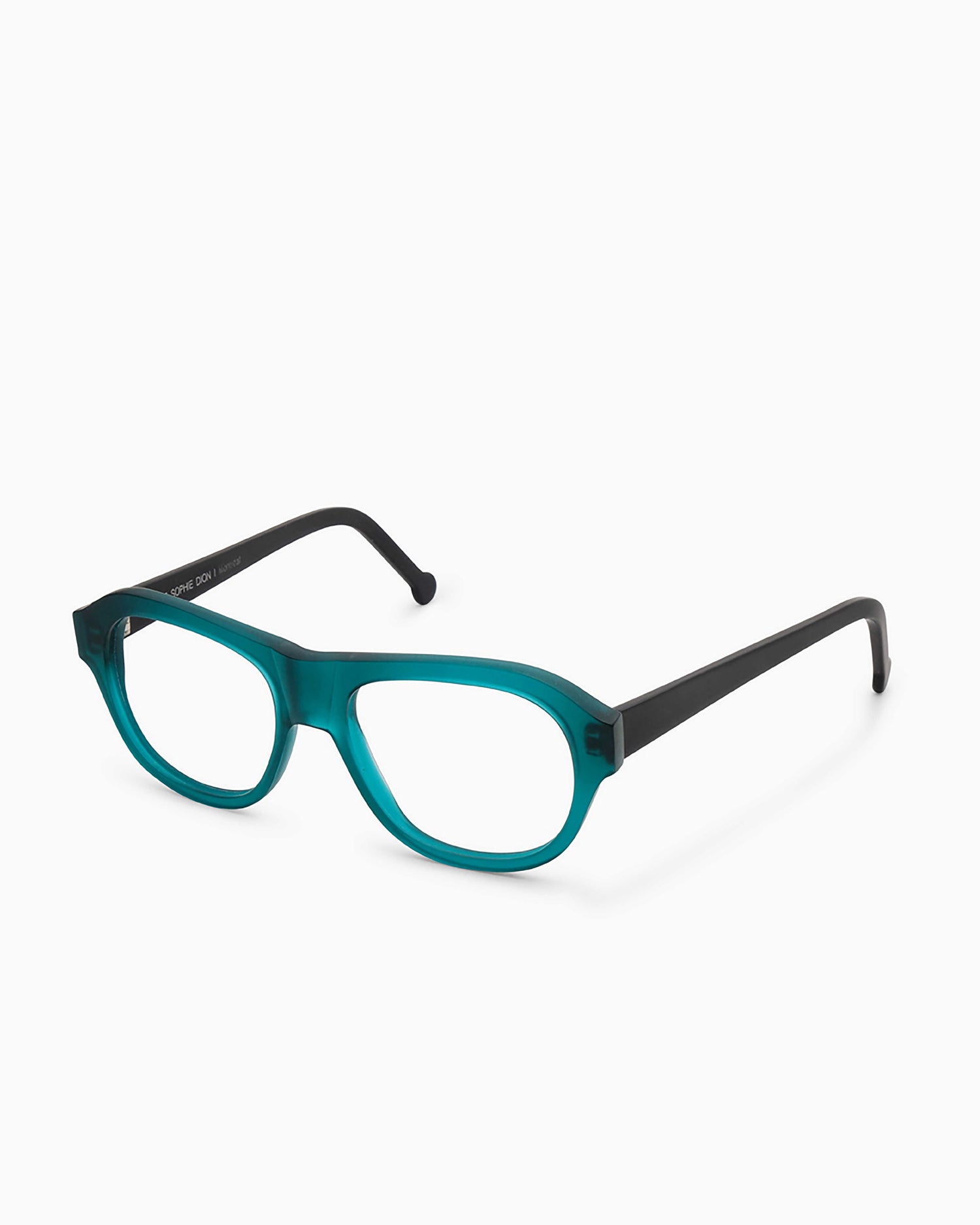 green plastic aviator eyeglasses by Marie-Sophie Dion model Alain, front view, lunettes de vue aviateur couleur Vert