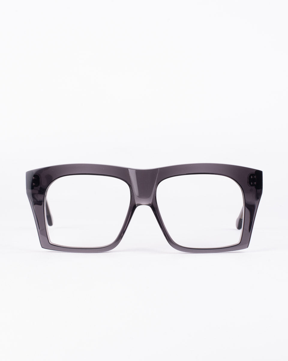 grey plastic rectangle eyeglasses by Marie-Sophie Dion model Minier, front view, lunettes de vue rectangle couleur Gris