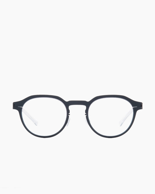 blue metal oval eyeglasses by Mykita model Leon, front view, lunettes de vue ovale couleur bleu
