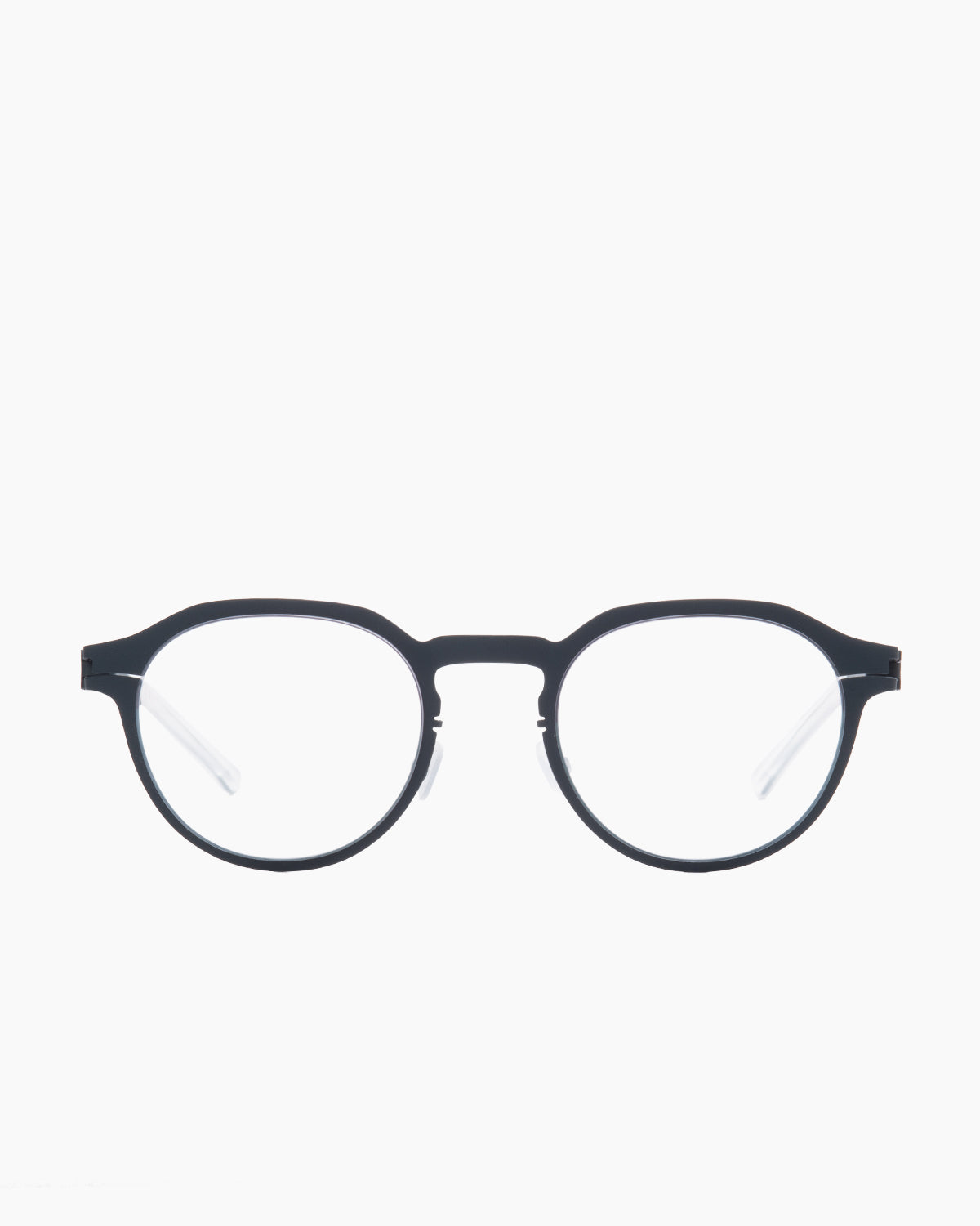blue metal oval eyeglasses by Mykita model Leon, front view, lunettes de vue ovale couleur bleu