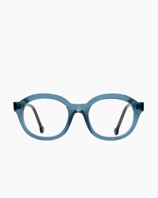 blue plastic oval eyeglasses by Marie-Sophie Dion model Cliche, front view, lunettes de vue ovale couleur Bleu