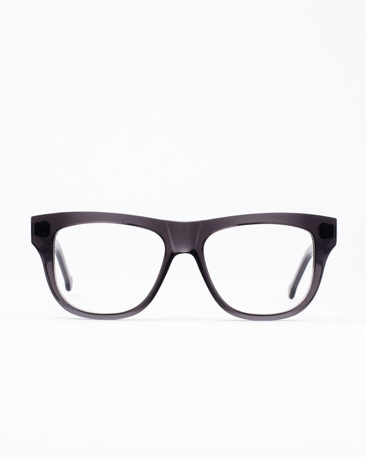grey plastic rectangle eyeglasses by Marie-Sophie Dion model Pepin, front view, lunettes de vue rectangle couleur Gris