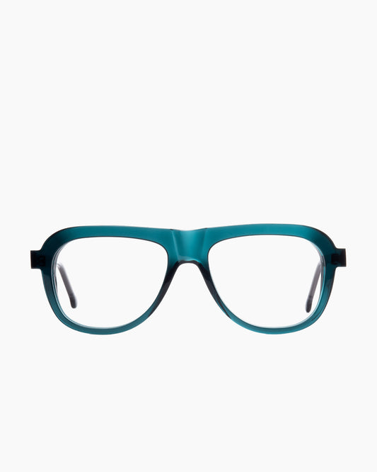 green plastic aviator eyeglasses by Marie-Sophie Dion model Rodrigue, front view, lunettes de vue aviateur couleur vert