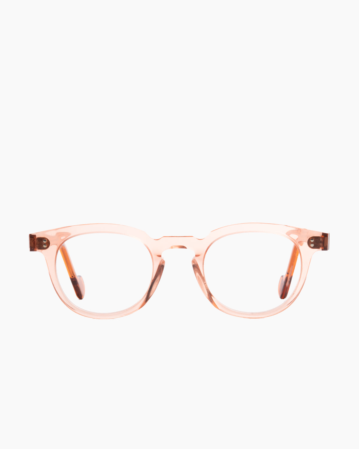 orange plastic oval eyeglasses by Anne et Valentin model Dryden, front view, lunettes de vue ovale couleur orange