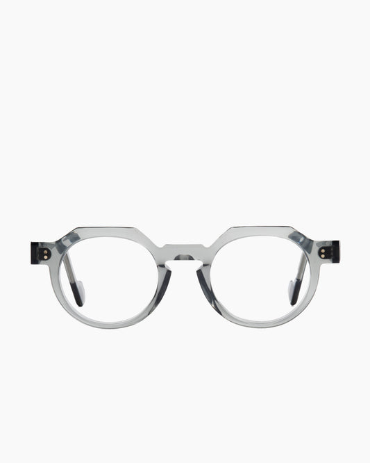 grey plastic round eyeglasses by Anne et Valentin model DAYLEWIS, front view, lunettes de vue rond couleur Gris
