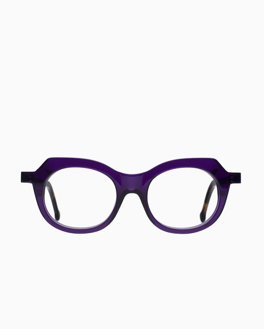 purple plastic oval eyeglasses by Marie-Sophie Dion model Brien, front view, lunettes de vue ovale couleur violet