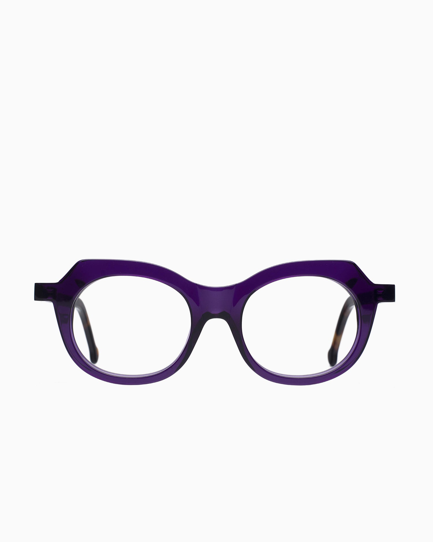 purple plastic oval eyeglasses by Marie-Sophie Dion model Brien, front view, lunettes de vue ovale couleur violet