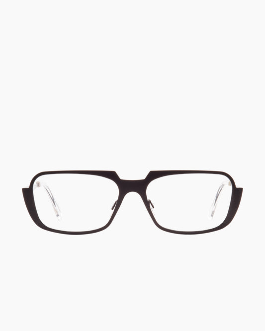 brown metal rectangle eyeglasses by Theo model Aujourd'hui, front view, lunettes de vue rectangle couleur brun