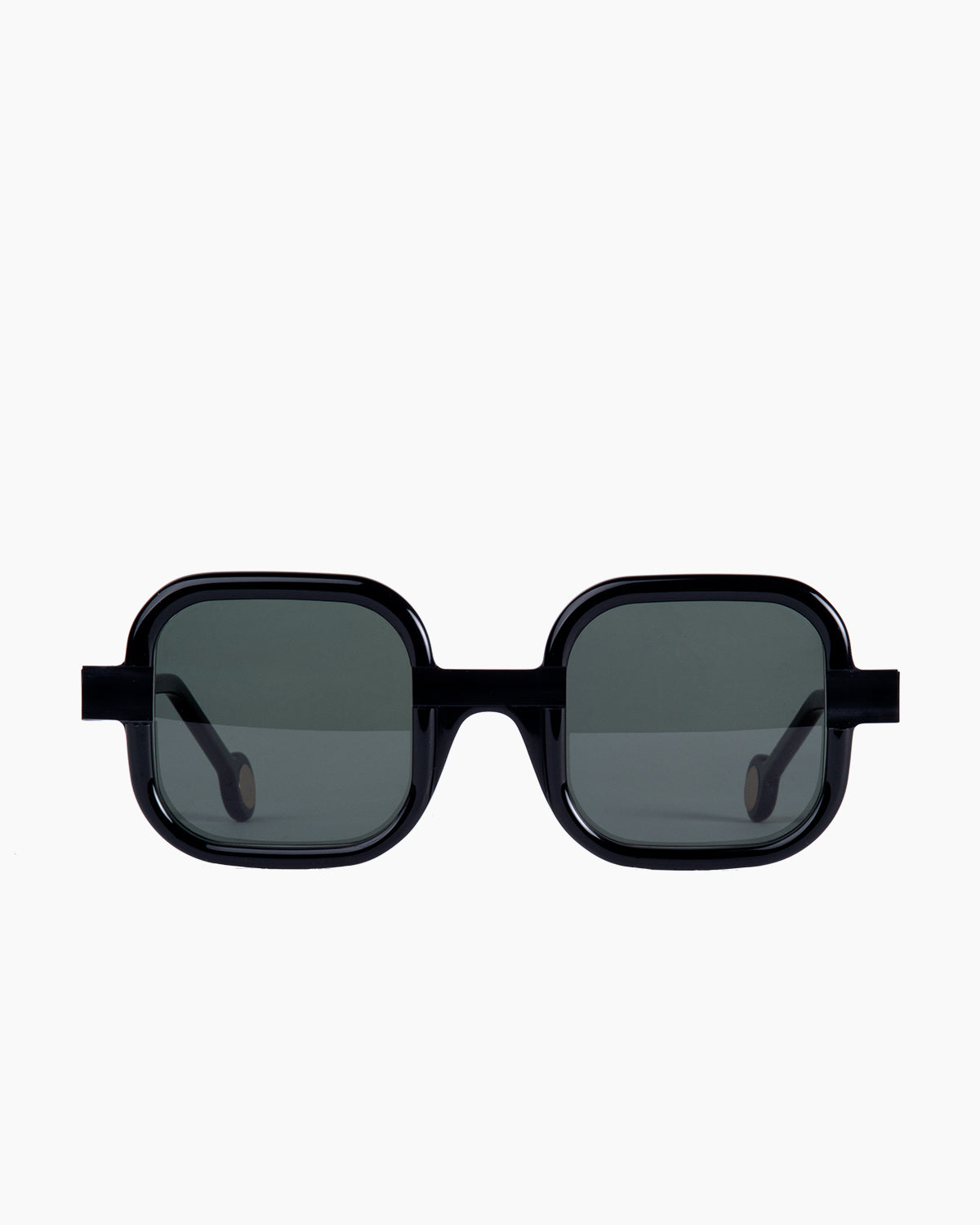 black plastic rectangle  sunglassesby Anne et Valentin model SAVAGE, front view, lunettes de vue rectangle couleur Noir