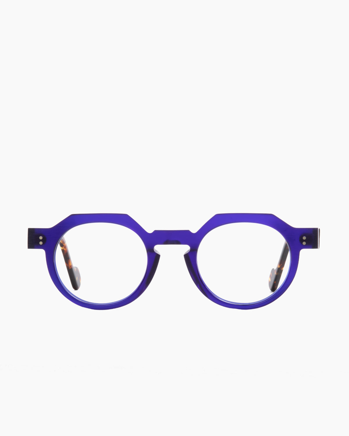 purple plastic round eyeglasses by anne et Valentin model DAYLEWIS, front view, lunettes de vue rond couleur violet