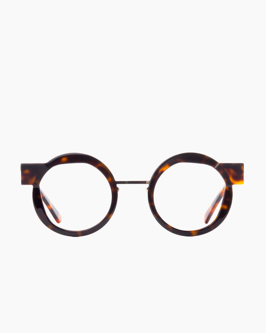 tortoise metal round eyeglasses by Gamine model VoussoirSödermalm, front view, lunettes de vue rond couleur écaille de tortue