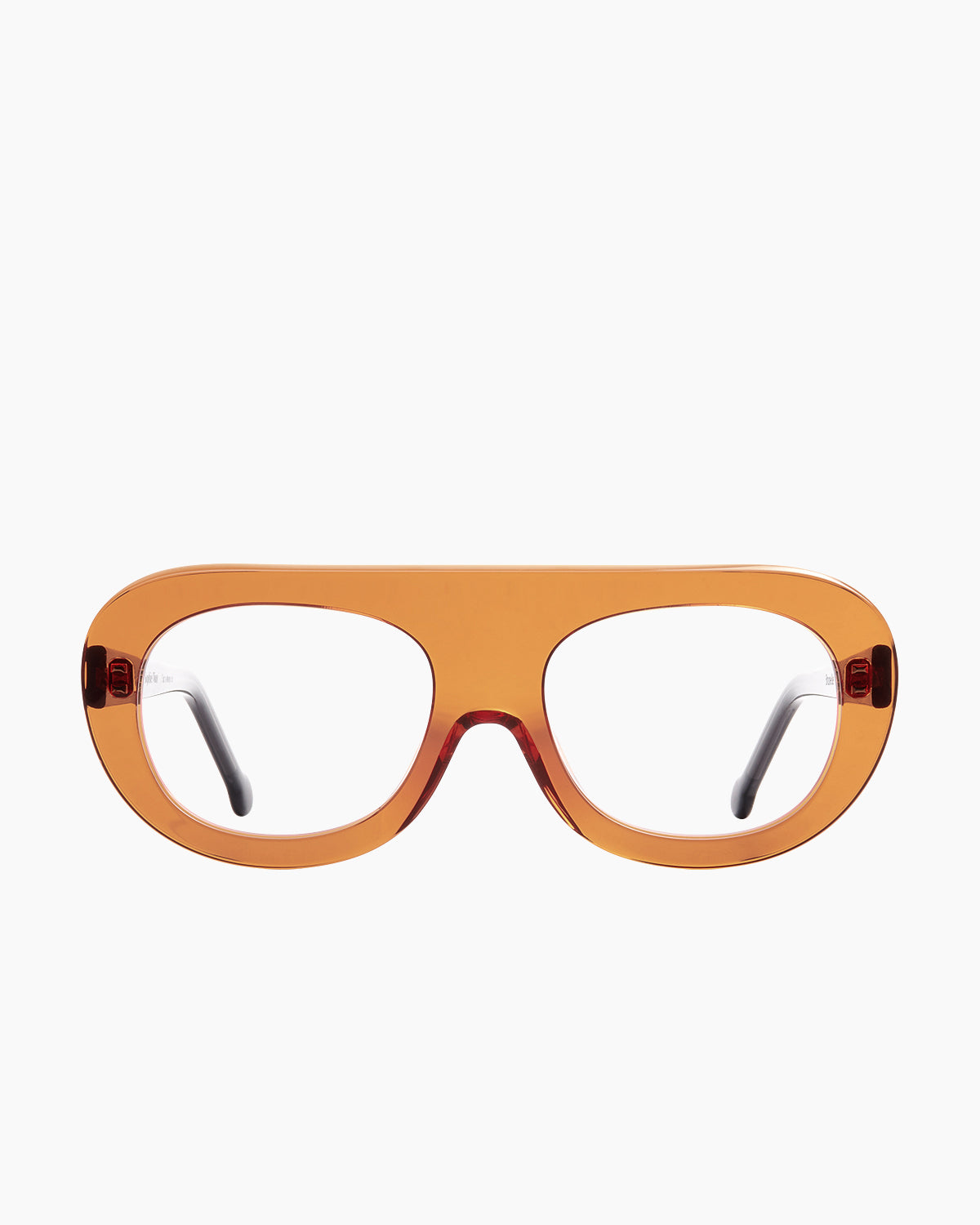 orange plastic aviator eyeglasses by Marie-Sophie Dion model Brunelle, front view, lunettes de vue aviateur couleur orange