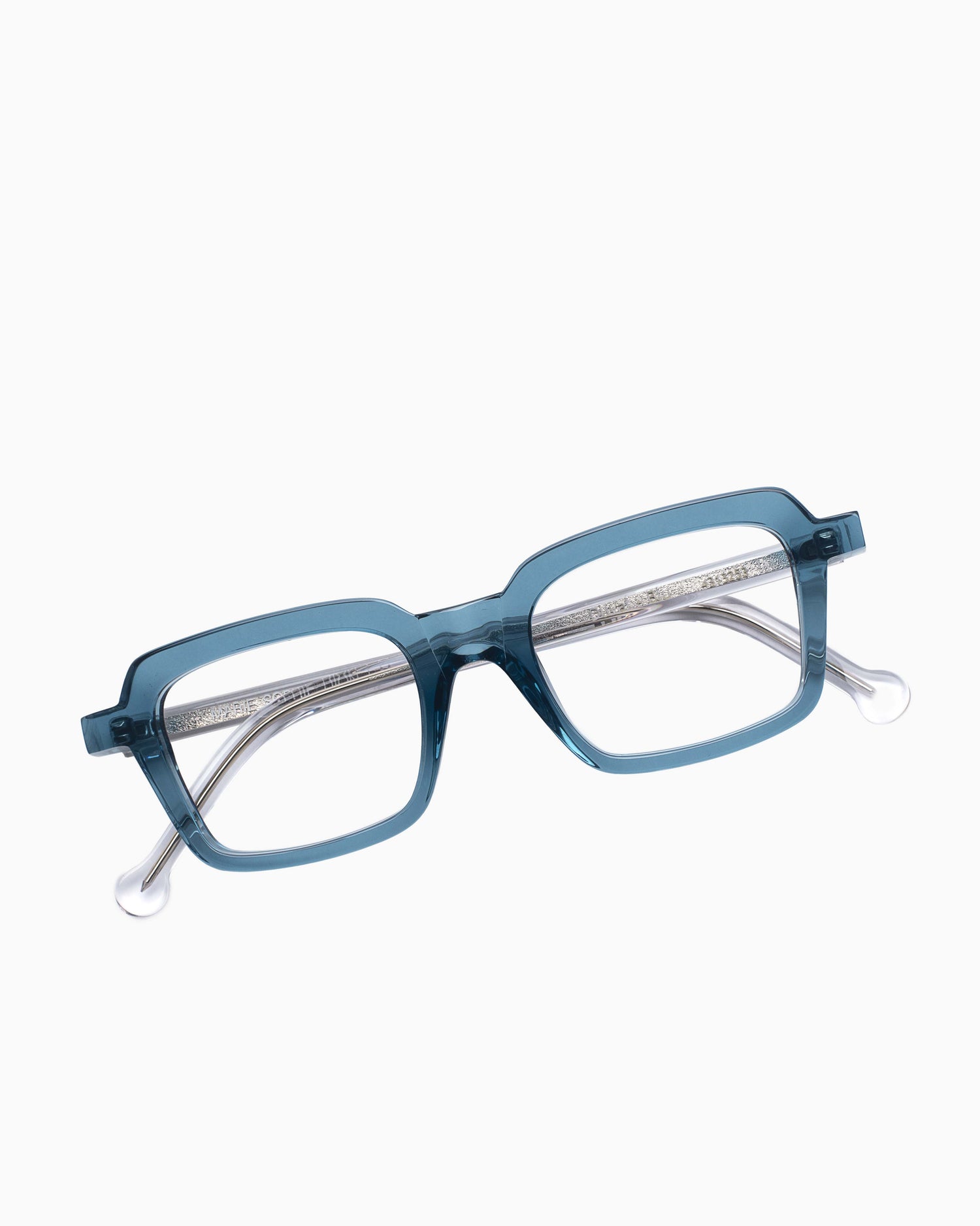 blue plastic rectangle eyeglasses by Marie-Sophie Dion model Duval, front view, lunettes de vue rectangle couleur Bleu