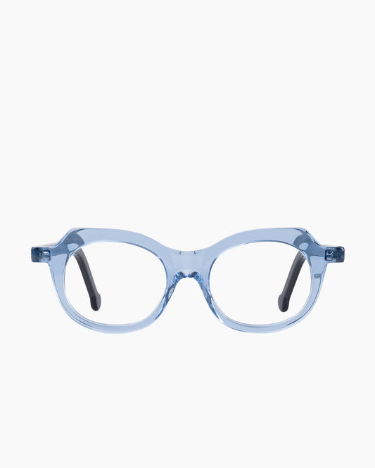 blue plastic oval eyeglasses by Marie-Sophie Dion model Brien, front view, lunettes de vue ovale couleur Bleu