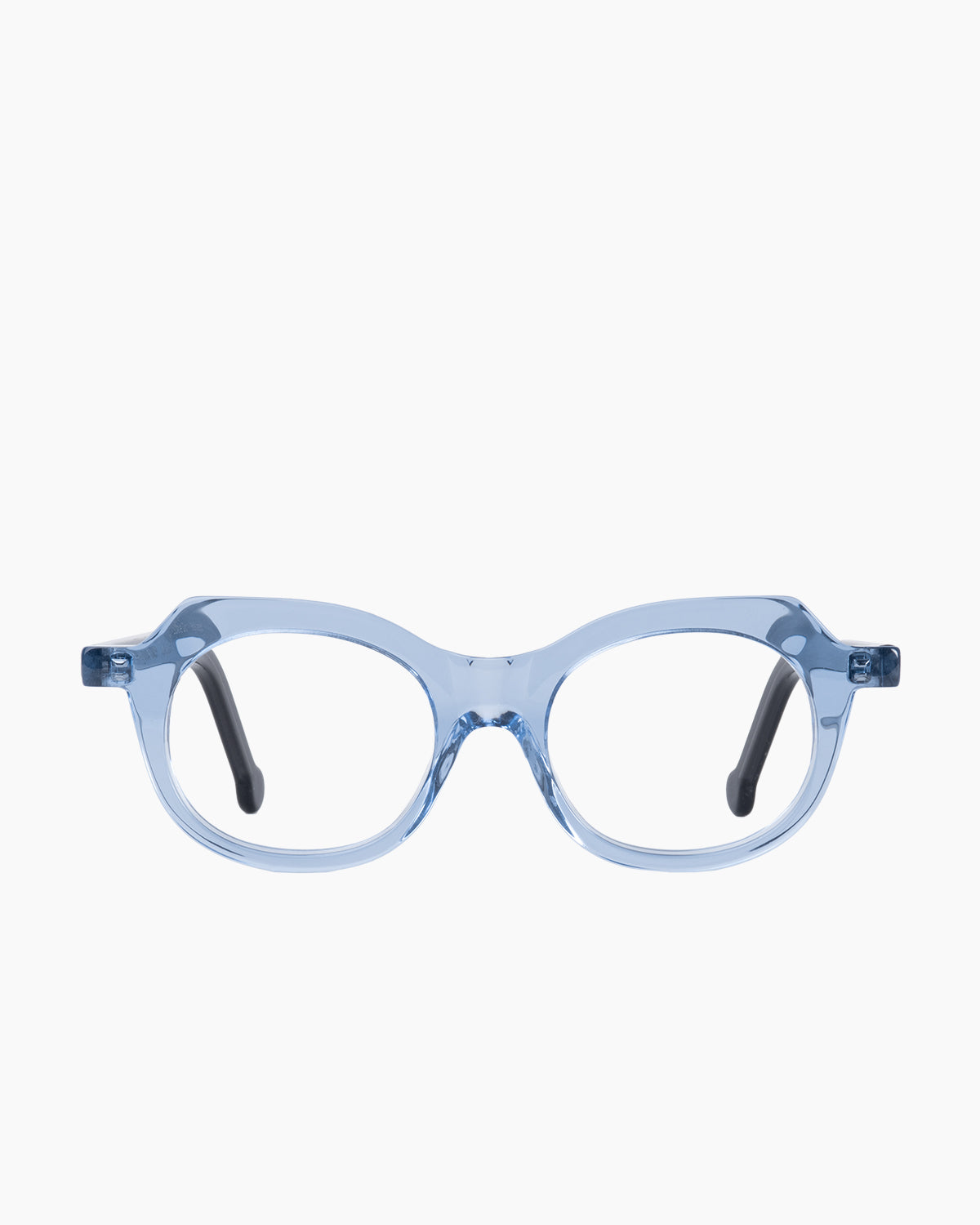 blue plastic oval eyeglasses by Marie-Sophie Dion model Brien, front view, lunettes de vue ovale couleur Bleu