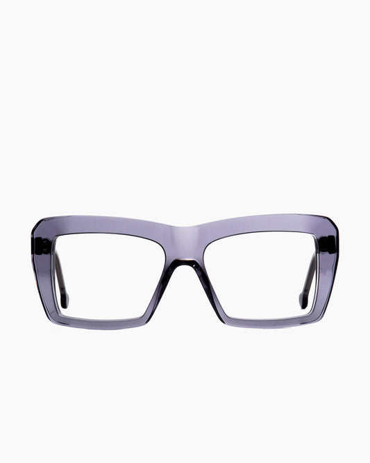grey plastic rectangle eyeglasses by Marie-Sophie Dion model Forest, front view, lunettes de vue rectangle couleur gris