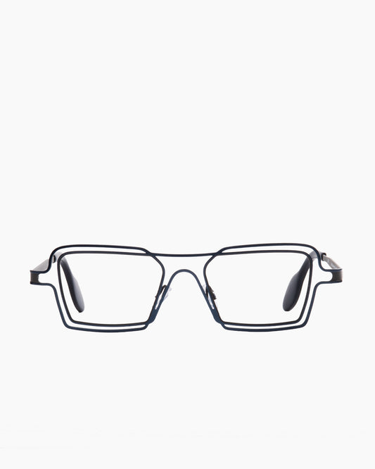green metal rectangle eyeglasses by Theo model INDIANAPOLIS, front view, lunettes de vue rectangle couleur vert