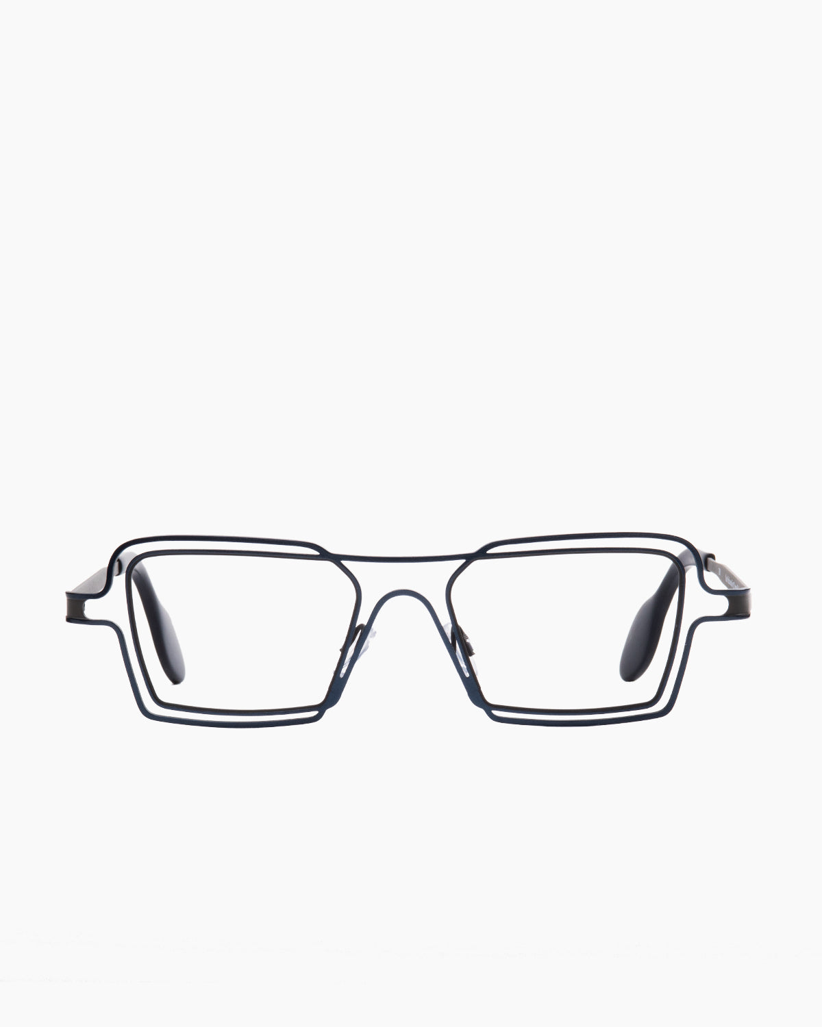 green metal rectangle eyeglasses by Theo model INDIANAPOLIS, front view, lunettes de vue rectangle couleur vert