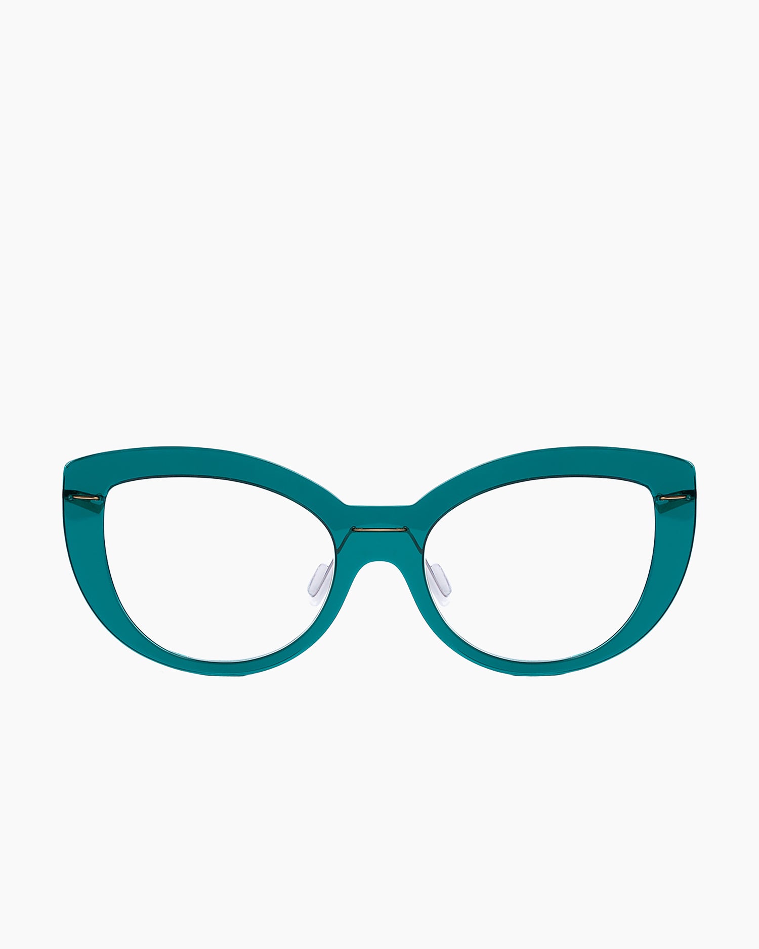 green plastic cat eyeglasses by Monogram Marie-Sophie Dion model Abid, front view, lunettes de vue chat couleur Vert