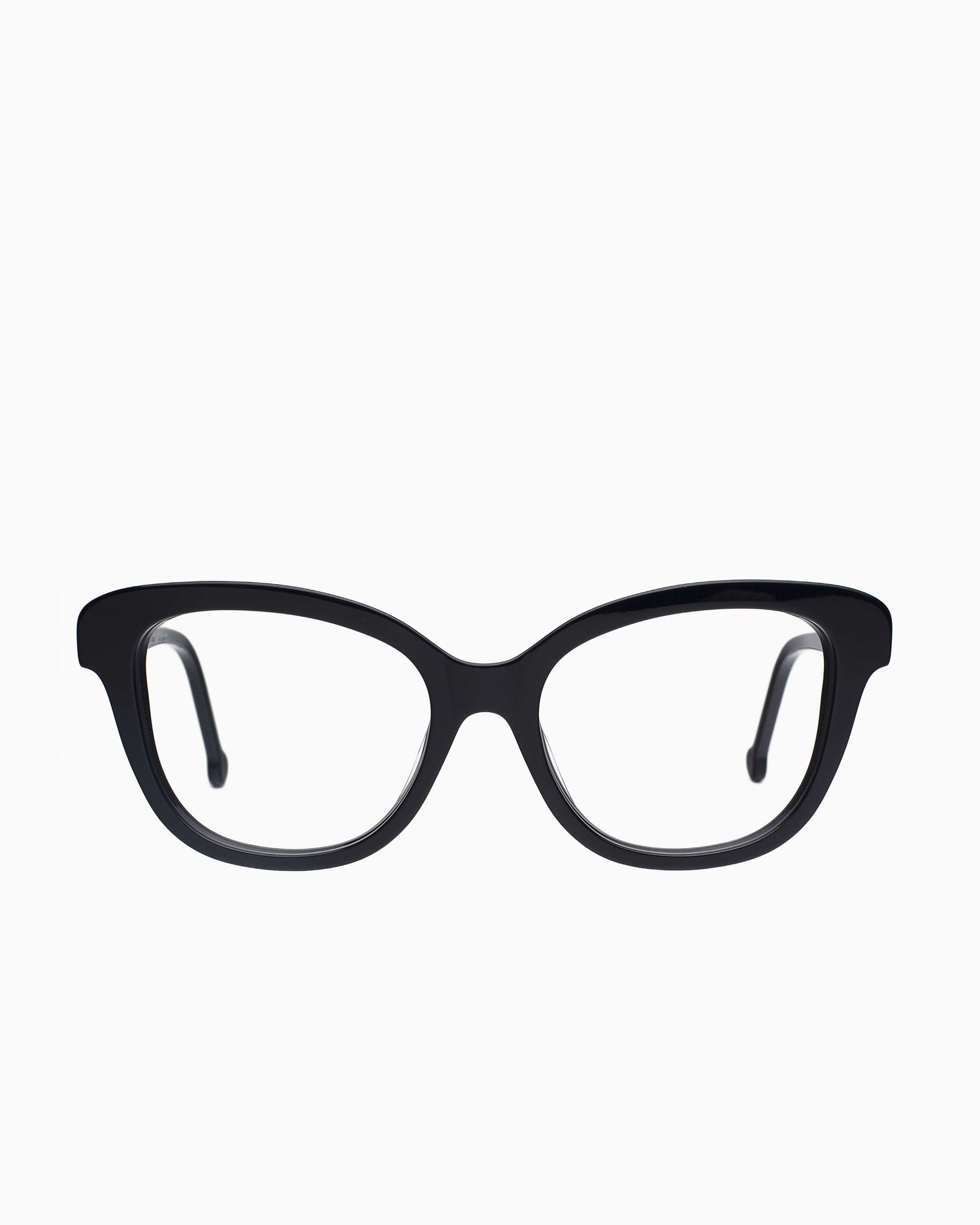 black plastic butterfly eyeglasses by Marie-Sophie Dion model Lamy, front view, lunettes de vue papillon couleur Noir