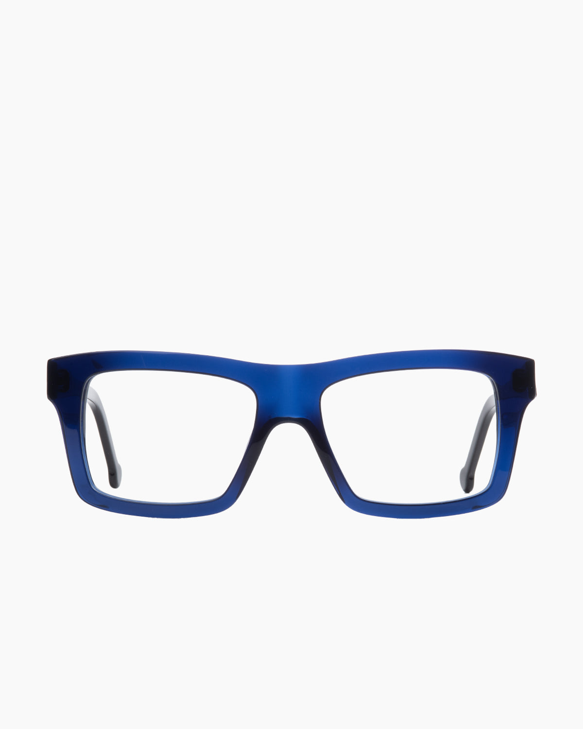 blue plastic rectangle eyeglasses by Marie-Sophie Dion model HeraldSp, front view, lunettes de vue rectangle couleur bleu