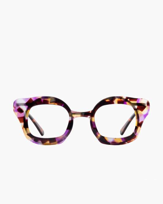 tortoise metal rectangle eyeglasses by Gamine model Navesödermalm, front view, lunettes de vue rectangle couleur écaille de tortue