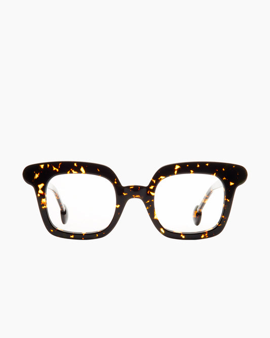 tortoise plastic rectangle eyeglasses by Anne et Valentin model Bop, front view, lunettes de vue rectangle couleur écaille de tortue