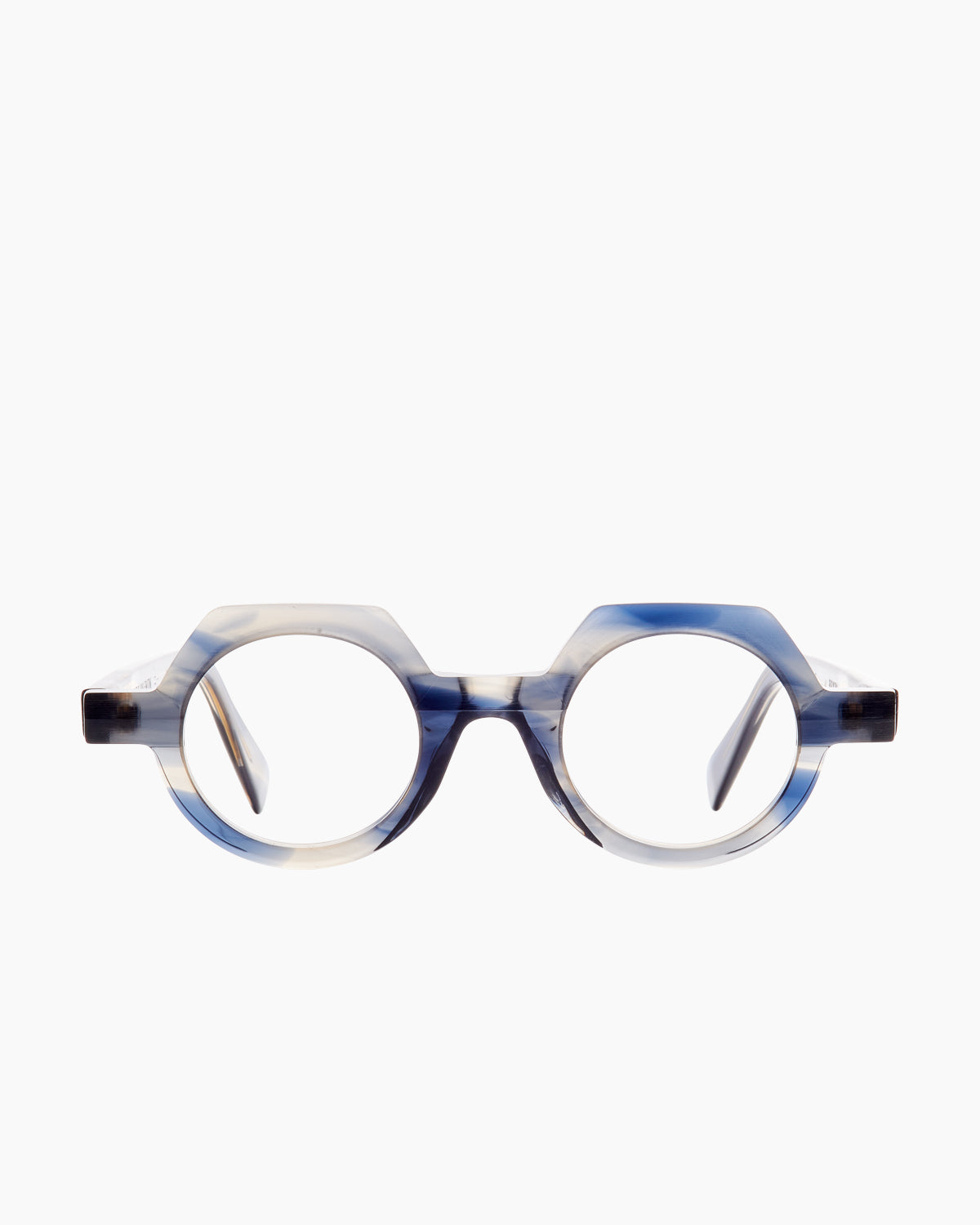 grey plastic round eyeglasses by Anne et Valentin model Rayon, front view, lunettes de vue rond couleur gris