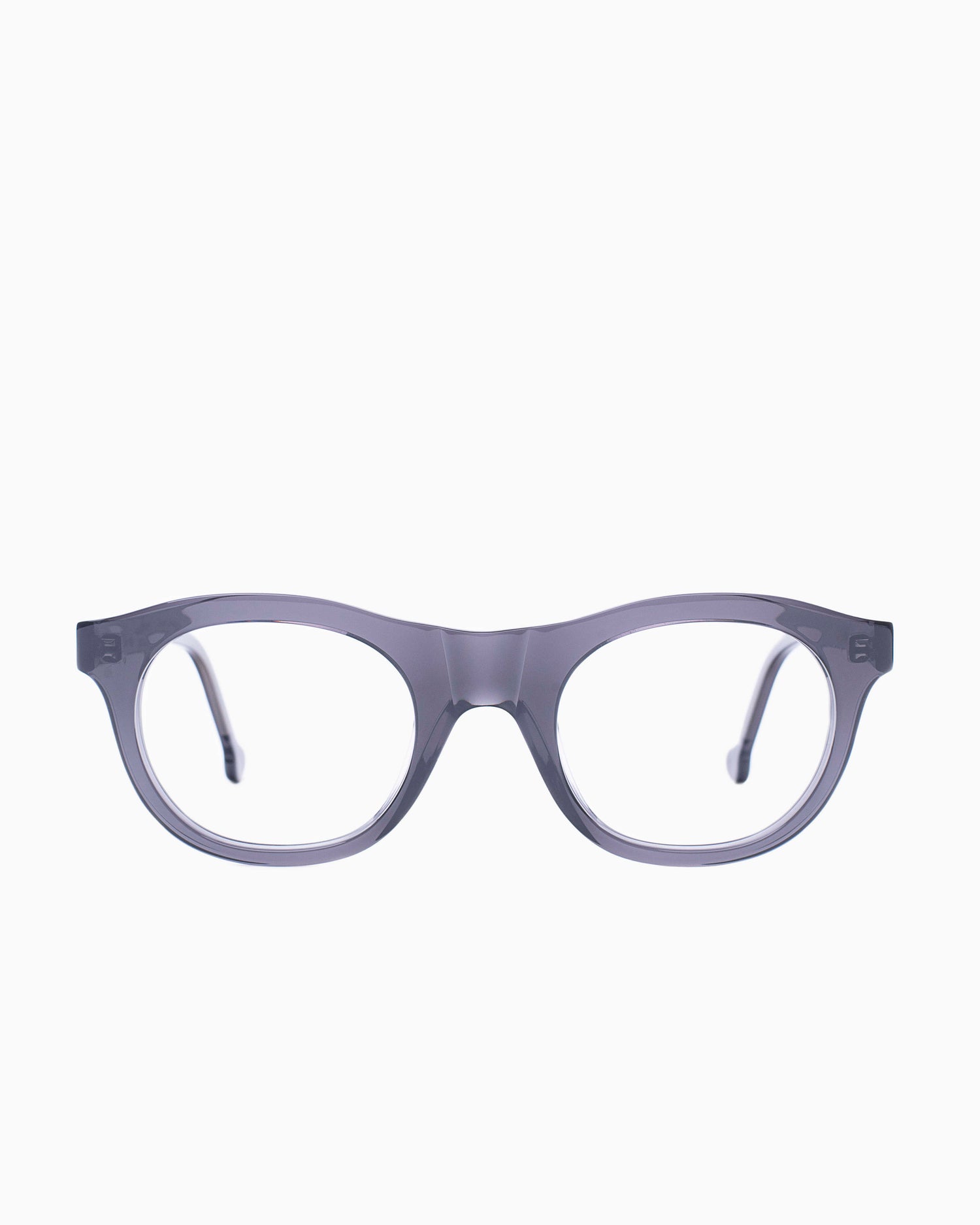 grey plastic round eyeglasses by Marie-Sophie Dion model LEcuyer, front view, lunettes de vue rond couleur Gris