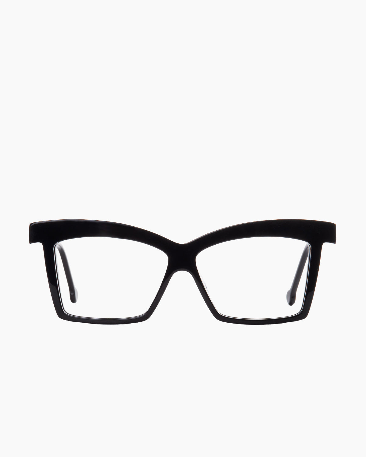 black plastic butterfly eyeglasses by Marie-Sophie Dion model Elkas, front view, lunettes de vue papillon couleur Noir