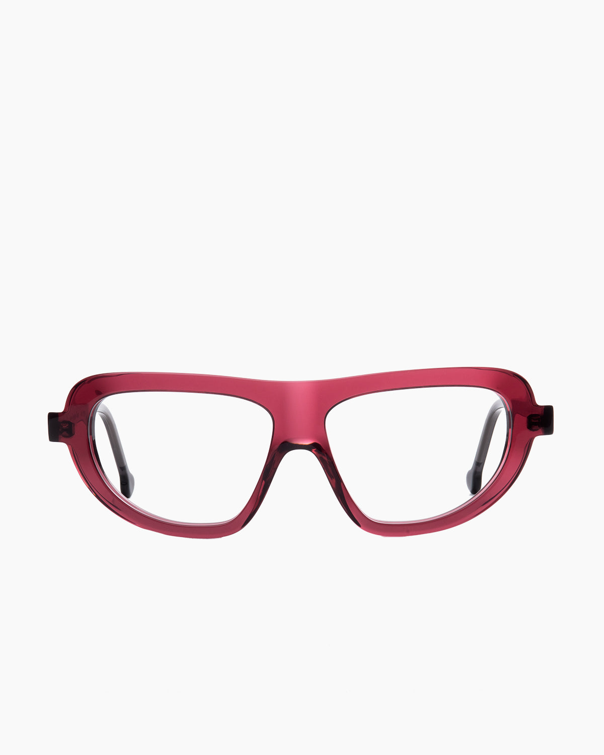 purple plastic aviator eyeglasses by Marie-Sophie Dion model Lama, front view, lunettes de vue aviateur couleur violet