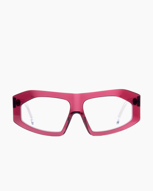 purple plastic rectangle eyeglasses by Marie-Sophie Dion model Marcos, front view, lunettes de vue rectangle couleur violet
