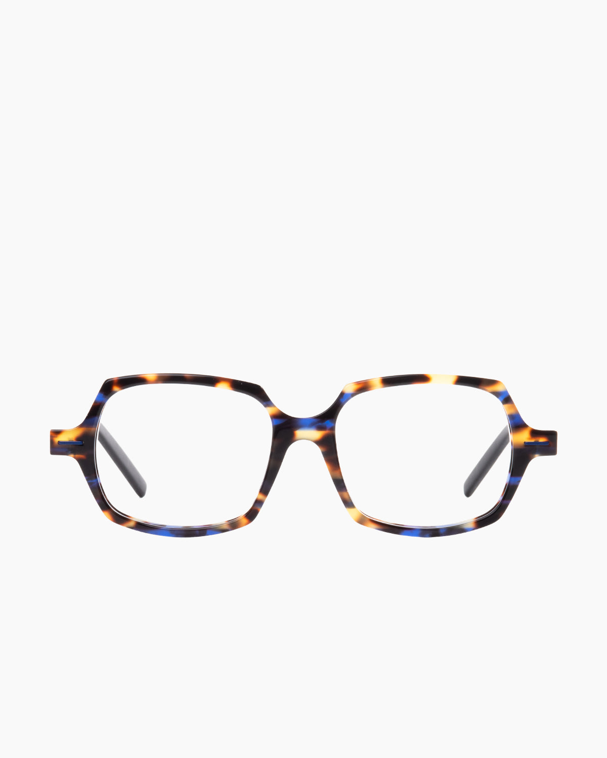 tortoise plastic rectangle eyeglasses by Theo model Noob, front view, lunettes de vue rectangle couleur écaille de tortue